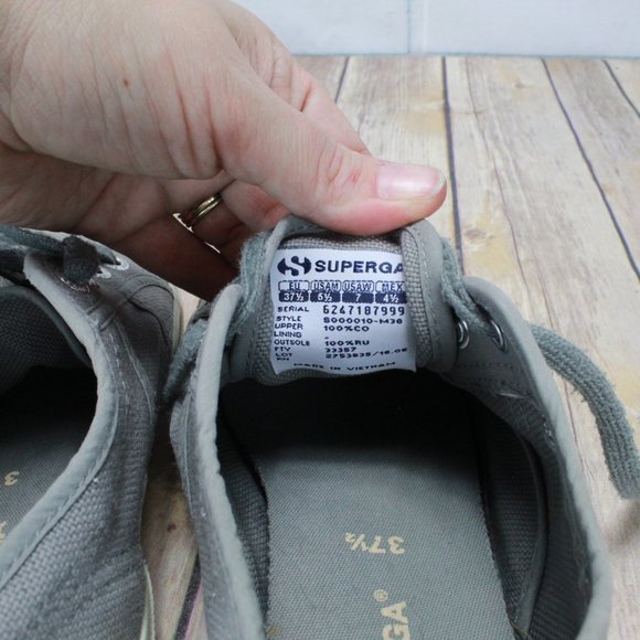 Superga Gray Canvas Lace Up Casual Sneakers Size 7 - Picture 7 of 8